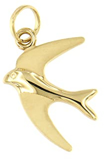 forme di Lucchetta - Schwalbe Wings of Liberty Anhänger in 14K Gelbgold | Symbol der Reise und Heimkehr, Goldanhänger Damen Mädchen 585 Echtgold für Kette (bis zu 4 mm), hergestellt in Italien