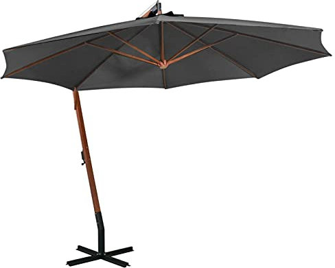 Ampelschirm mit Mast, Chenshu Balkon Sonnenschirm, Marktschirm, Garten, Balkon Schirm, Sonnen Schirme, Balkonschirm, Anthrazit 3,5x2,9 m Massivholz Tanne
