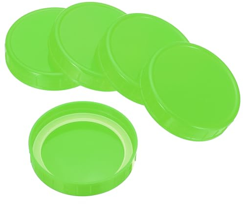 PATIKIL 86mm Wide Mouth Plastic Mason Jar Lids, 1Set/8 Pack Canning Jars Caps with Silicone Sealing Ring for Kitchen Storage, Green