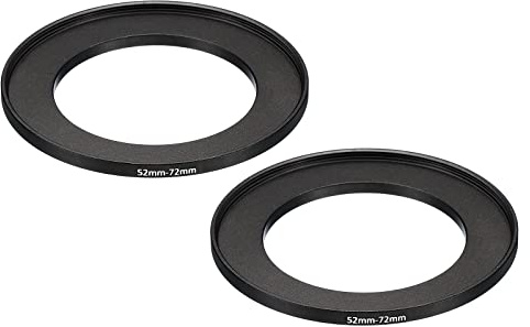 PATIKIL 52 mm - 72 mm Metall-Step-Up-Ring, 2 Stück Kameraobjektivfilter-Adapterring aus Aluminium-Filter-Adapterring für Kamera-Objektivblende, Schwarz