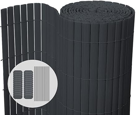 VOUNOT® Canniccio PVC Frangivista Recinzione 90 x 300 cm, Arella Doppia Schermo Privacy Paravista, Resistente ai Raggi UV Resistente alle Intemperie, Protettivo per Giardino, Balcone, Terrazza, Grigio