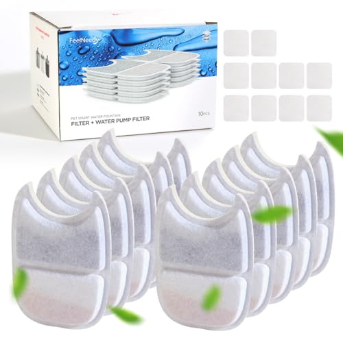 FEELNEEDY 10 Packung Ersatz Filter und Vorgefilterter Schwämme für YPD-C004 | 4L Trinkbrunnen für Katzen mit Bewegungssensor