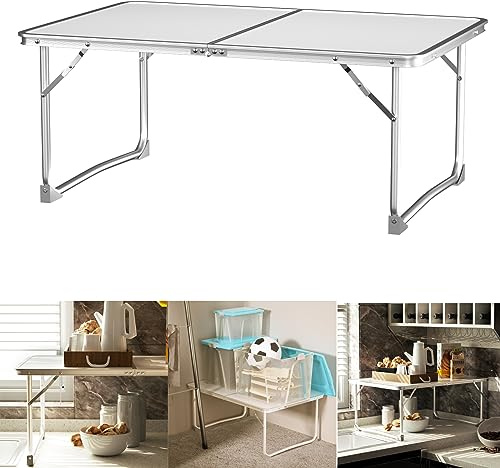 Rigogo Klappbar Laptop-Betttisch, Tragbar Betttablett Schoßtisch,mit stabilen Aluminiumbeinen und Tragegriff, Leicht zu transportieren, 60x40x26cm