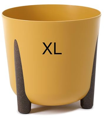 Blumentopf mit Füßen Rund Übertopf Pflanztopf XL - DxH: 30 x 28 cm (SENF)