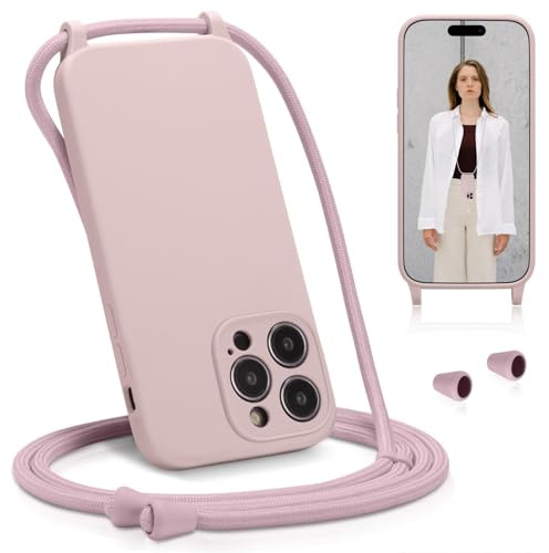 Verco Liquid Silikon Handyhülle für iPhone 12 Pro Max Case [verstellbare Kette] Schutzhülle Handykette für iPhone 12 Pro Max Hülle - Ideal für Festival und Outdoor