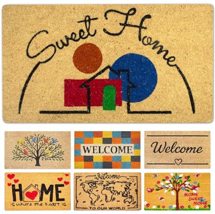 LUA VIKA Paillasson Exterieur Entree - Sweet - 40x70 cm - Tapis Entree Exterieur Antidérapant - Tapis Coco Interieur - Paillasson Coco Original
