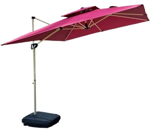 Patio Umbrella Outdoor Table Umbrella Parasol 8.2ft Patio Umbrella Hanging Offset Umbrella Outdoor Cantilever Easy Tilt With Base Poolside Sun Shade Market Umbrella Garden Umbrella Beach Umbrella