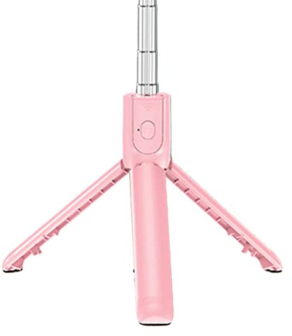 Live-Video-Telefonstativ, Edelstahl-Selfie-Stick, Tragbar, Zusammenklappbar, Selfie-Stab, Live-Video-Selfie-Stick-Stativ mit Fernbedienung (PINK)