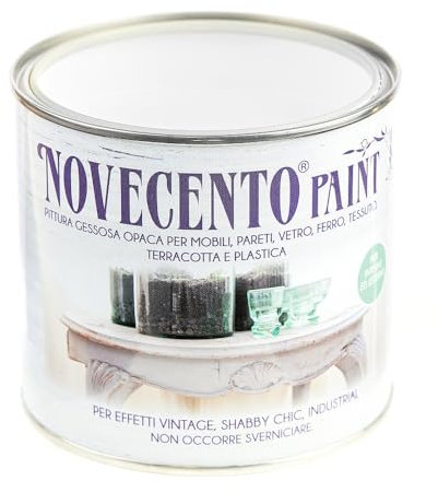 Novecento Paint Mobili ml 500 Bianco Neve Pittura gessosa (Chalck Paint) Extra Opaca facilissima da stendere.