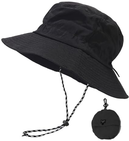FYting Sommarhatt för kvinnor, bucket hat, fiskarhatt, regntät, solskydd | snabbtorkande | andningsbar hopfällbar solhatt för strand, pool, resor (grön), Svart, one size