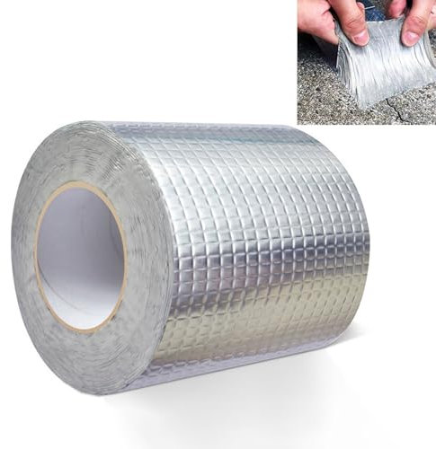 Ruban étanche en butyle Ruban 50mm x 5mdhésif Aluminium Haute Temperature ruban de réparation pour façades，Imperméables de Réparation pour fuite de toit, fissure de surface, écart de rebord de fenêtre