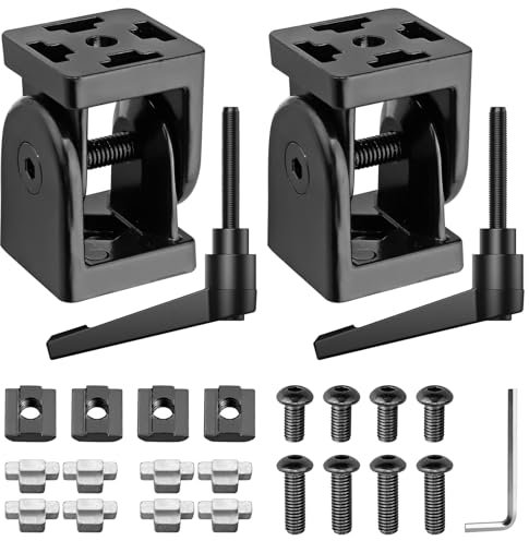 JiGiU 2PCS Angle Connector Joint Connector 4040 Nut 8 Flexible Hinge 180° Rotation Range with Clamping Lever Zinc Alloy Joint Connector for 4040 EU Standard Aluminum Extrusion Profile-Black