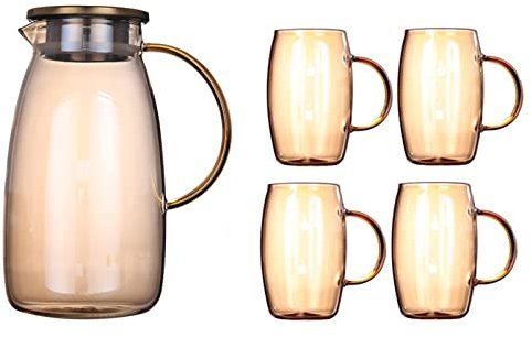 Carafe Eau Pichets de luxe en verre Pichets à la chaleur froide Pichet Borosilicate Bouilloire avec poignée et couvercle de la machine à thé glacé de la machine à thé glacée carafe Pichet à Thé Glacé(