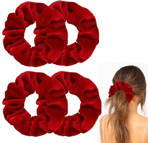 4 elastici per capelli in velluto grandi, elastici per capelli spessi e morbidi, fasce per coda di cavallo ricci, ideali come regalo per braccialetto, per ragazze e donne, accessori per capelli, per