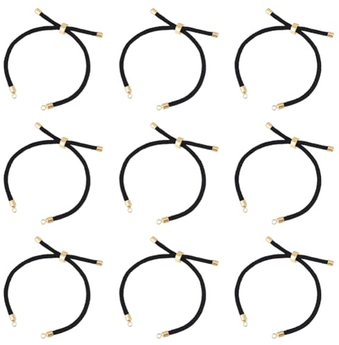 UNICRAFTALE 10 st nylonsladdkedja glidarmband läderkedja 22 ~ 23 cm svart länkarmband med mässingsfynd justerbart armband kedjor för halsband, armband, smyckestillverkning