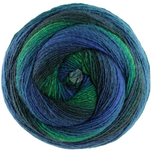 LANA GROSSA Gomitolo Versione | Dochtgarn mit Farbverlauf | Handstrickgarn aus 60% Schurwolle & 40% Polyacryl | 200g Wolle zum Stricken & Häkeln | 700m Garn FB 448