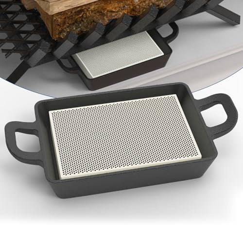 Wintcomfort Cast Iron Firestarter Tray, Heavy Duty Cast Iron Pan with Porous Ceramic Stone for Firestarting & Fire Lasting, Fire Starter Tray for Fireplace Grates, Fire Pits, Grills, Wood Stoves