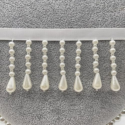 Fransenbesatz, Quaste, Vorhangspitze, 1 Yard, Perlenanhänger, Bandbesatz, Lampenschirme, dekorative Quaste, Fransen, Nähen, Kleid, Kleidung, Tasche, Herstellung von Quastenrand (weiß, 1 Yard)