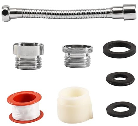 20cm Wasserhahn Verlängerung, 360° Drehbar Wasserhahn Verlängerungsdüse, Edelstahl Wasserhahnadapter mit 3 Adapter, Wasserhahn Strahlregler für Küchen, Bädern
