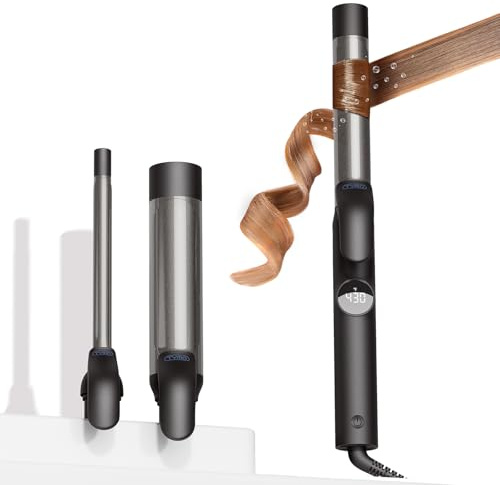 TYMO Curling Iron Set - 1/2, 1, 1 1/2 Inch Professional Ceramic Hair Curler for Spiral Curls & Beach Waves, Ionic Curling Wand for Women Short/Long Hair, Fast Heating, Dual Voltage & 5 Temps, Black