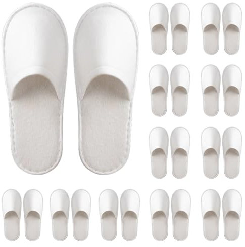 HTTDSLF 12 Pares Pantuflas Desechables Blancas/Zapatillas de Hotel Para Invitados/de Estar Por Casa Para Hombre Mujer - Ideal Para Viaje, Hogar, Baño, Boda