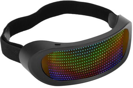 LED-Leuchtbrille für Android & iOS, Rahmenlos 4 Modi Rahmenlos 12x36 Pixel APP-Steuerung Bluetooth Vollfarbige Coole LED-Brille für Text, Doodle, Animation, Bild