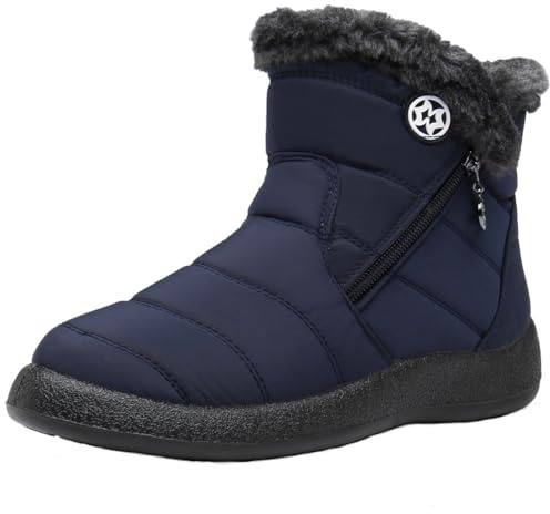 Eagsouni Snow Boots Women Winter Faux Fur Lined Warm | Water-resistant,Thermal,cozy,Non-Slip,Lightweight,Zip ankle booties,outdoor shoes,size