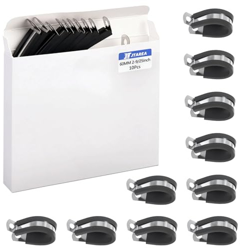 JTAREA 60MM Kabelklemme Gummi P Clips Schlauchschellen 2-9/25 Zoll Edelstahl Rohrschellen Kabelschellen Metallschelle P-Clips mit Schrauben