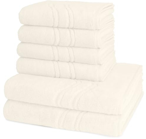 Ross - 6 teiliges Frottier-Set - Cashmere Feeling (4 X Handtuch 2 X Duschtuch im Set) - 520 g/m2 - Baumwolle - Walkfrottee - saugstark - weich und flauschig - Champagner