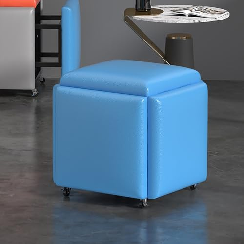 5-i-1 Sittkub Med Svänghjul – Stapelbar Ottomansk Pall I PU-läder Eller Sammet (35x35x35cm Eller 45x45x45cm)(Leather7,45x45cm(18x18))