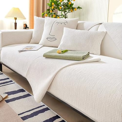 Hovoto Sofa Überzug, Sofaschoner rutschfest, Couch Überzug, Sofabezug L Form Ecksofa, Sofadecken für Sitzfläche, Sofa Überwurf für Sektionssofa, Sofa Überwurfdecke Waschbar, Beige 2, 110 * 180cm