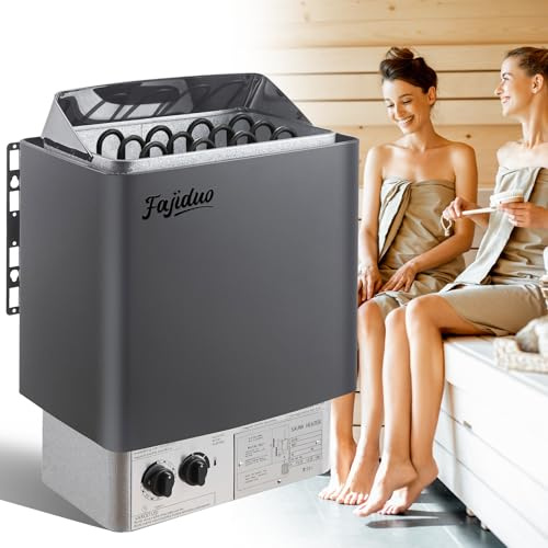 Fajiduo Sauna Heater, 6KW 110V Electric Sauna Stove with Bracket, Adjustable Temp & 3H Timer Dry Sauna Heater for Max 318 Cu.ft Saunas Rooms, Home Sauna, Commercial