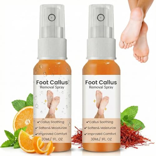 2Pcs Foot Callus Removal Spray for Cracked Heels and Calluses, Instant Foot Peeling Spray with Gentle Daily Care Formula, Feet Peel Sp-ray, Feet Hard Skin Remover for Soft and Smooth Feet