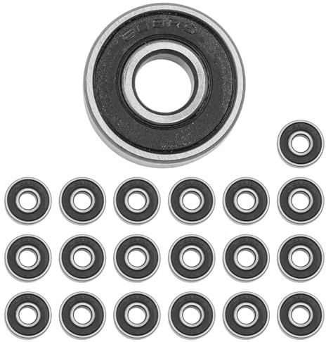 FONGKNOX 20 Pcs 608-2RS Ball Bearing Skateboard Bearings Double Rubber Sealed Miniature Deep Groove for Skateboards, Inline Skates, Scooter 8 x 22 x 7mm