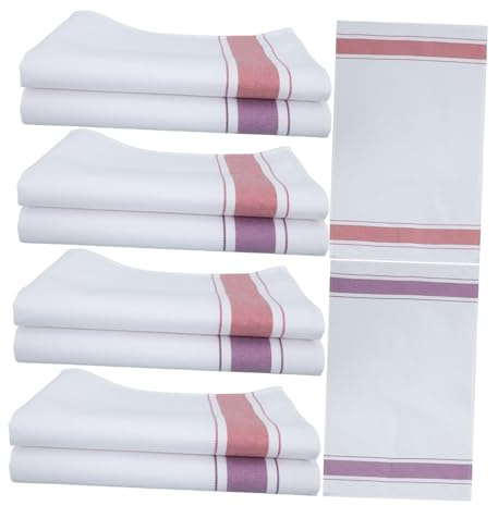 HONMEET Cotton Napkins and Kitchen Washcloths 10pcs Set Purple and Red, Reusable Washable Cleaning Cloths for Wine Glass Polishing and Restaurant Dining Use Random Color