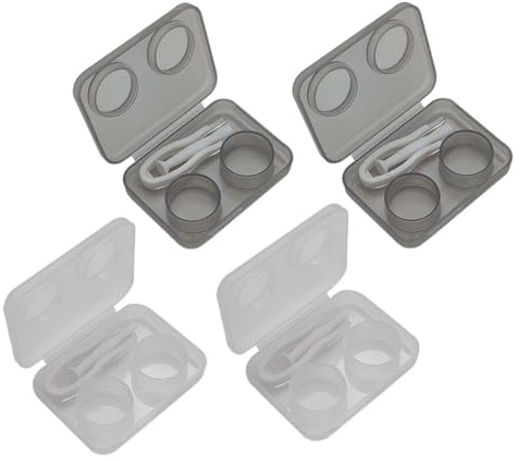 LQUYTA 4 Piezas Estuche Lentillas con Caja de Almacenamiento Pinzas Ventosa de Silicona Lentes de Contacto Set Compacto Adecuado para Viajes Hogar Transporte