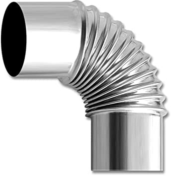 Stainless Steel 90° Chimney Pipe Elbow 60mm Anti-Rust High Temperature Resistant Connector for Gas Water Heater, Fireplace, Camping Stove