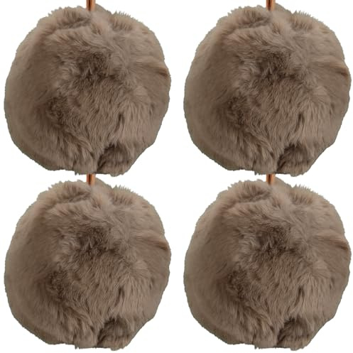 MIJOMA 4er Set Weihnachtskugeln 7 cm – Flauschige Christbaumkugeln aus Plüsch mit Satinband – weiche Deko-Kugeln für den Weihnachtsbaum – stilvolle Winterdeko (Steingrau)