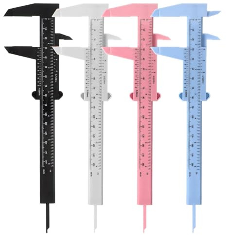 THQAE 4 Pcs Calibre Vernier de Plástico 150mm para Medir Interior, pie de rey, Exterior, Profundidad ect, Medición Regla para Estudiantes Mini Regla De Medición