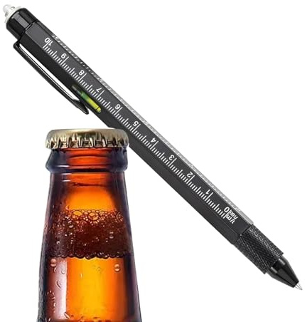 Stylo à bille 9 en 1 Stylo multifonction à LED avec outil à vis Outil de mesure de niveau Ouvrir Gadget de construction stable et pratique | Cadeau de vacances bricolage