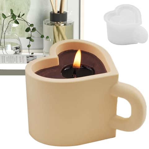 in resina per tazza di cuore, stampo in silicone 3D, forma a forma di cuore, stampo in resina facile da sganciare in gesso, stampo per caramelle fatto a mano per cioccolato