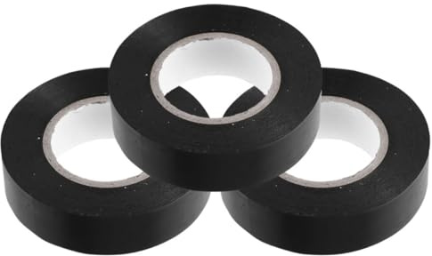 OSOLADY Cinta Aislante Negra Eléctrica de Pvc 15 Mm X 10 M, 3 Rollos Resistentes al Calor para Cableado, Automóviles E Instalaciones Eléctricas Profesionales