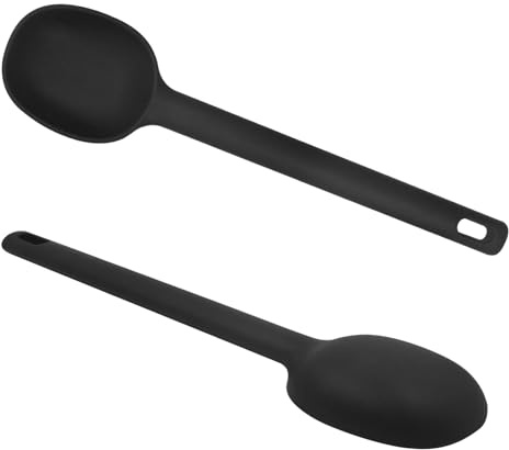 2 Pcs Silicone Serving Spoons 28 cm Kitchen Plastic Spoons Utensils Set Spoons Ladle Heat-Resistant Cooking Spoon for Cooking Sauce Stews Gravies Chili