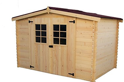 Abri Madrier Bois Massif avec Grande Façade 300cm, 20mm