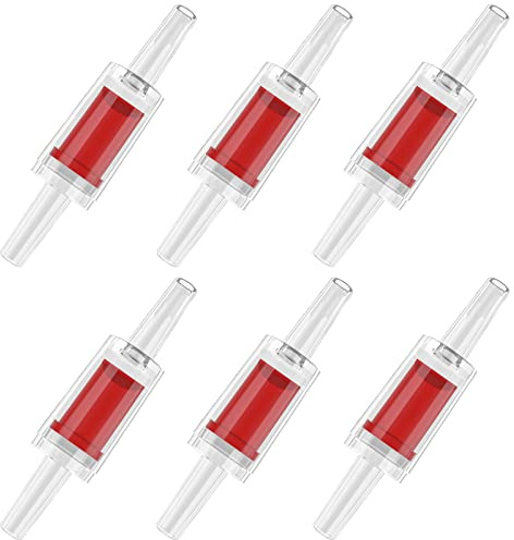 Pawfly 6 PCS Aquarium Check Valves for Common Air Pumps Red Plastic 1-Way Non-Return Valves Pump Protectors for Standard 3/16 Inch Airline Tubing Fish Tank Accessories for Aeration Setup