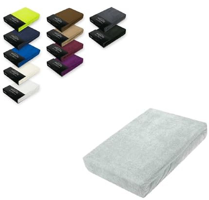 EXKLUSIV HEIMTEXTIL - Sábana bajera ajustable de rizo, 180-200 x 200 cm, color plateado