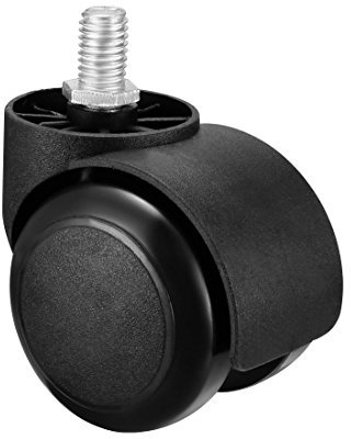 sourcing map Office Chair Casters Wheels 2 Inch PU Twin Wheel M10x14mm Threaded Stem Swivel Caster Black