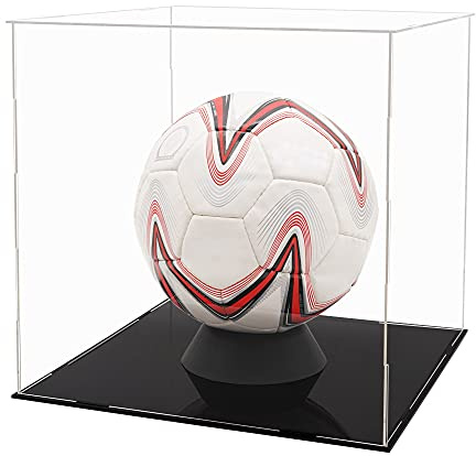 Tingacraft Teca Plexiglass (30 x 30 x 30 cm) Vetrina Acrilico Cubo Espositore per Pallone da Calcio Basket, Modellino