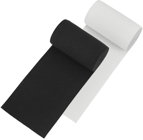 BENECREAT 2 Rollos Banda Elástica 120mm de Ancho Nergro y Blanco Estiramiento Pesado Tejido de Alta Elasticidad para Coser (sobre 2.7m / Rollo)