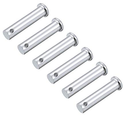 sourcing map 6 Stück Steckbolzen Einloch Flachkopf Gabelbolzen, 10mm X 45mm Splintstift Verzinkung Massiver Stahl Lochbolzen